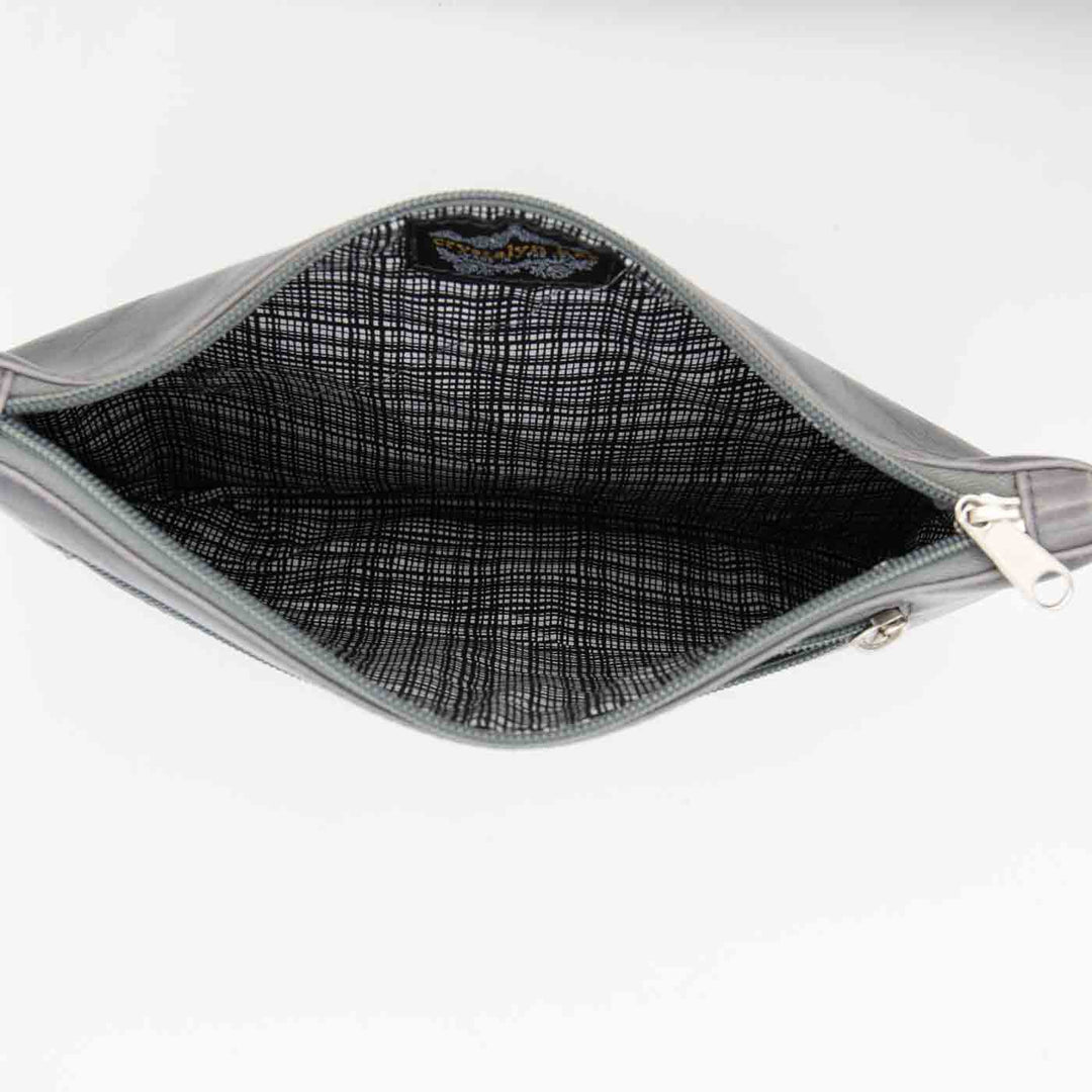 Bossa Nova Medium Crossbody Bag from Glazed Vegan Leather made in USA#color_grey