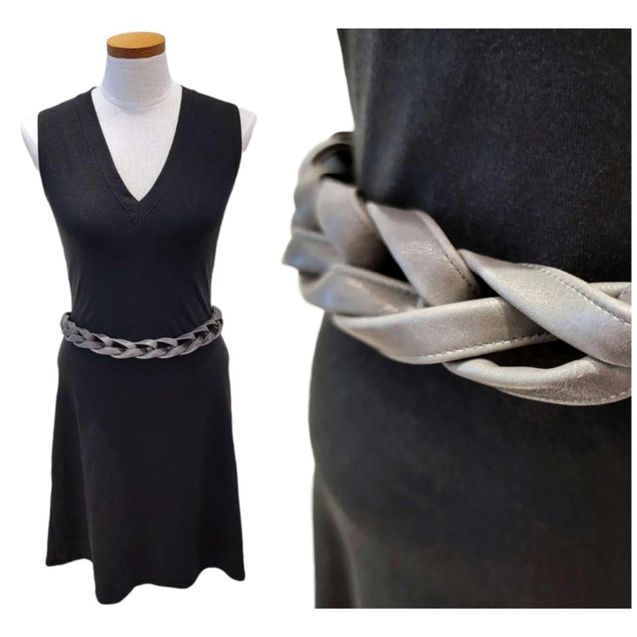 Skinny Wrap Belt- Vegan Leather made in the USA#color_grey