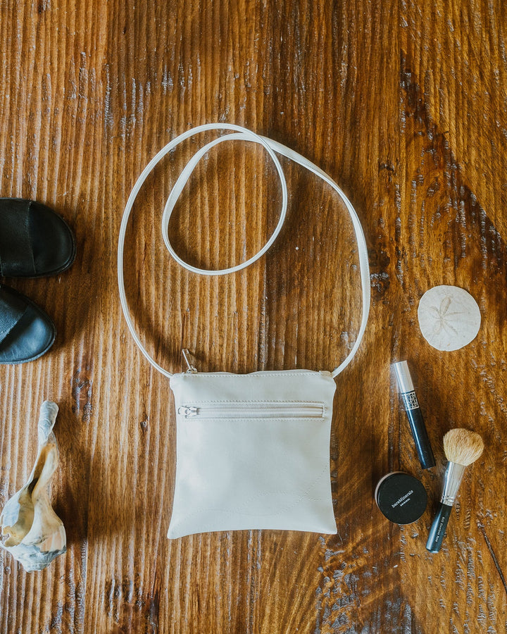 Cha Cha Small Crossbody Bag from Glazed Vegan Leather made in USA#color_warm-white