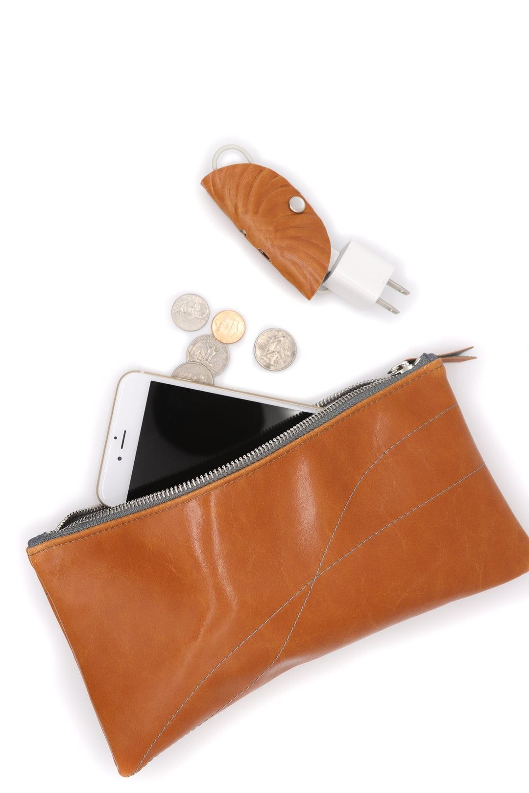 Large Valet Pouch from Glazed Vegan Leather made in the USA#color_butterscotch