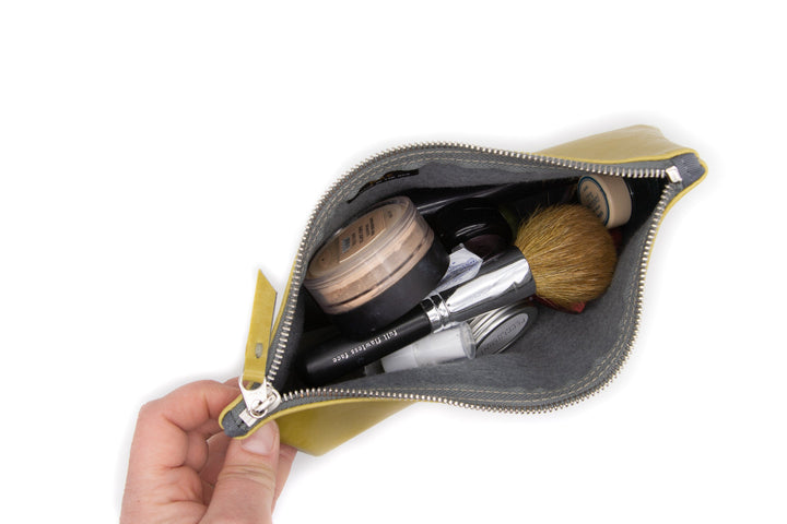 Large Valet Pouch from Glazed Vegan Leather made in the USA#color_citrine