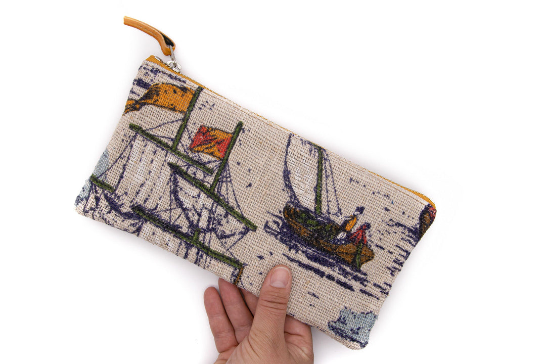 Limited edition Large Valet Pouch from Vintage Fabric#color_morro-bay-sailboats