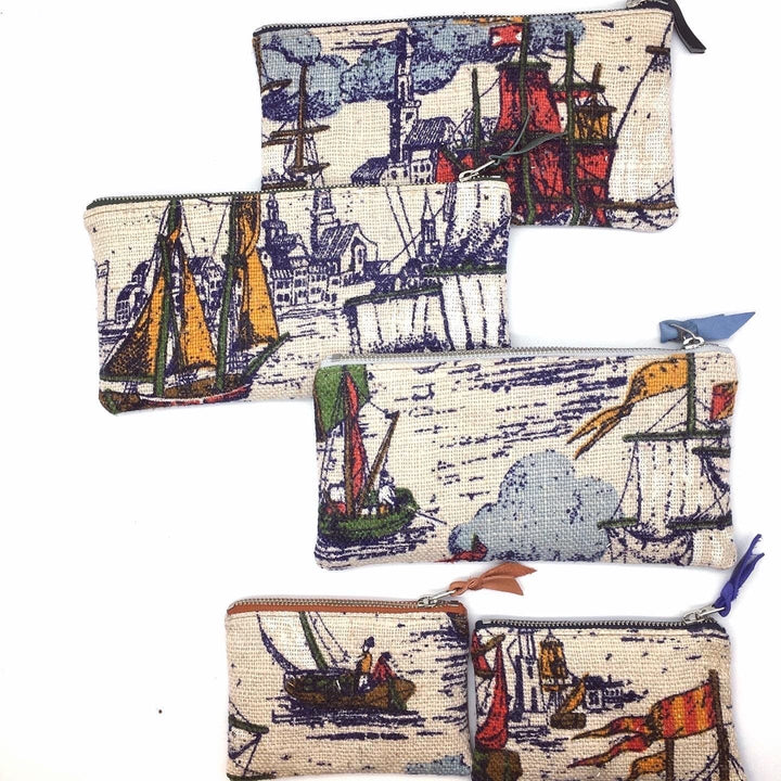 Limited edition Large Valet Pouch from Vintage Fabric#color_morro-bay-sailboats