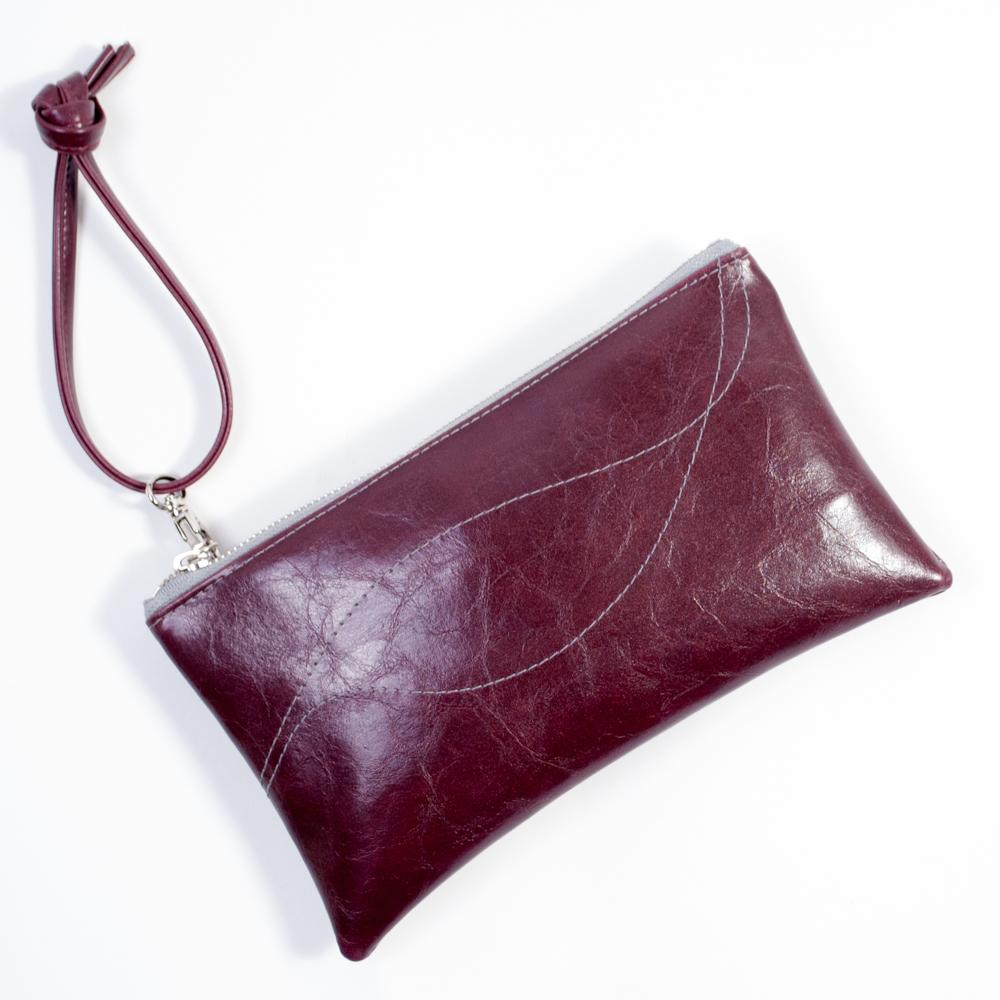 Large Valet Pouch from Glazed Vegan Leather made in the USA#color_wine