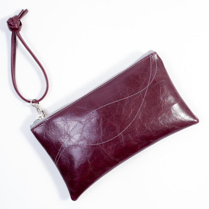 Large Valet Pouch from Glazed Vegan Leather made in the USA#color_wine