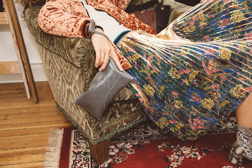 Large Valet Pouch from Glazed Vegan Leather made in the USA#color_grey