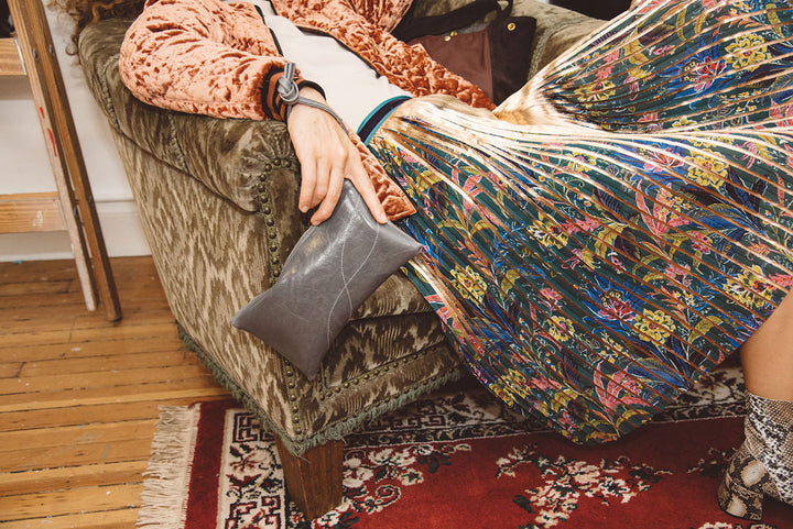 Large Valet Pouch from Glazed Vegan Leather made in the USA#color_grey