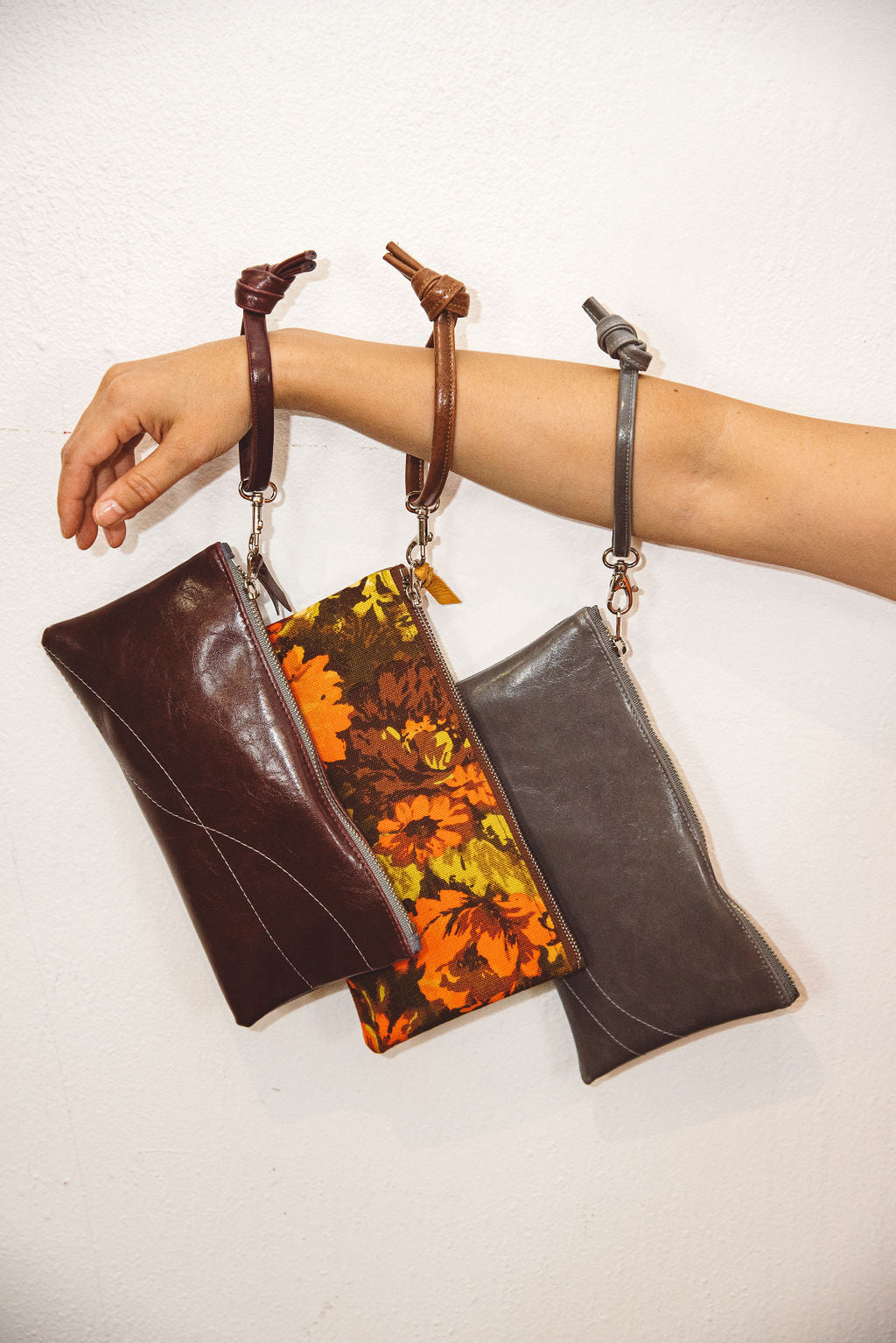 Large Valet Pouch from Glazed Vegan Leather made in the USA#color_grey