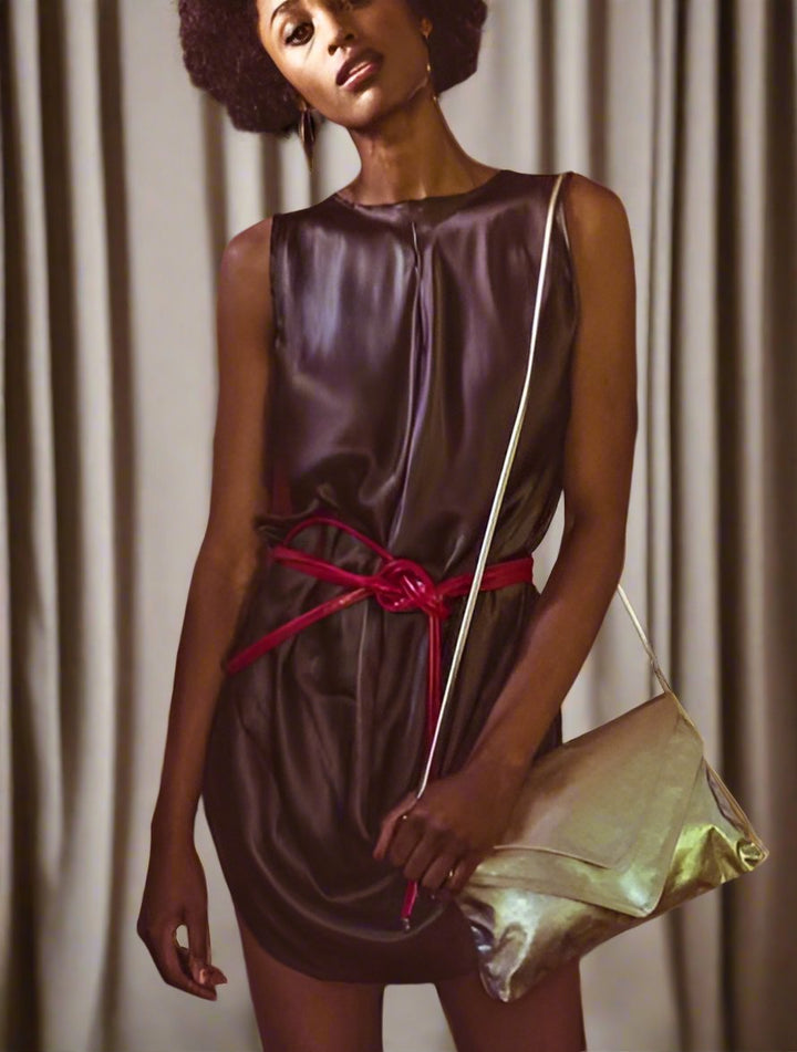 Skinny Wrap Belt- Vegan Leather made in the USA#color_cherry-red