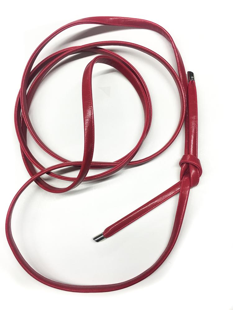 Skinny Wrap Belt- Vegan Leather made in the USA#color_cherry-red