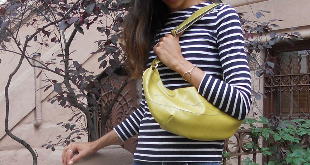 Womens Hobo Purse - Foxtrot Medium Topstitch Hobo Bag - Citrine Green Vegan Leather Vegan Coated Canvas made in USA#color_citrine