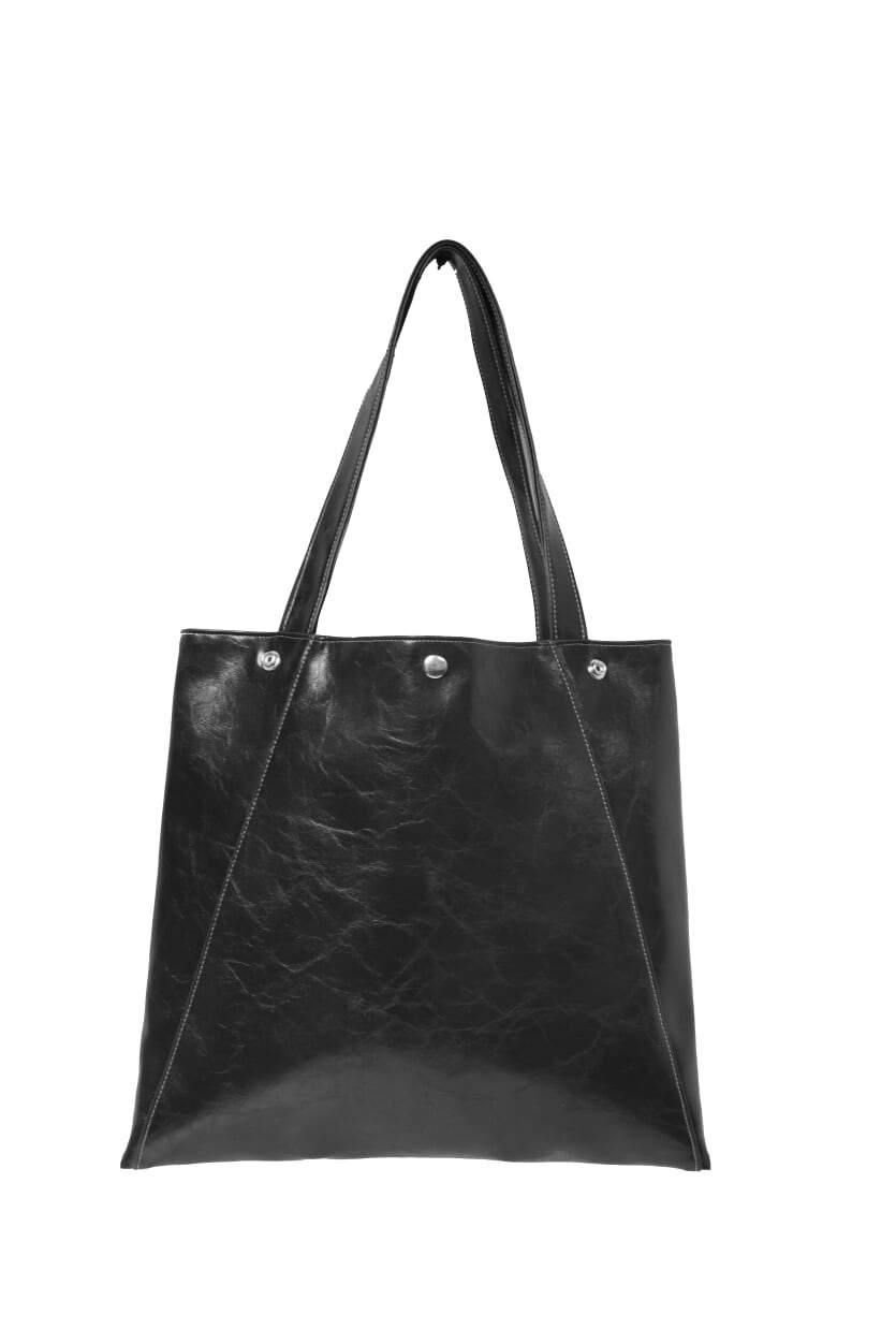Womens Tote Bag - Metier Tote - Black Vegan Leather#color_black