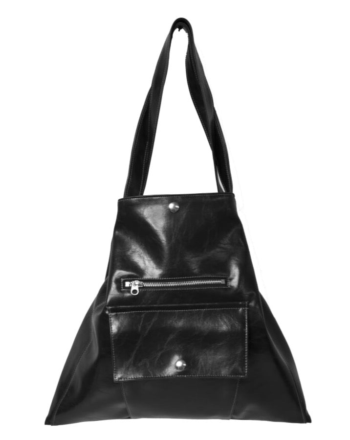 Womens Tote Bag - Metier Tote - Black Vegan Leather#color_black